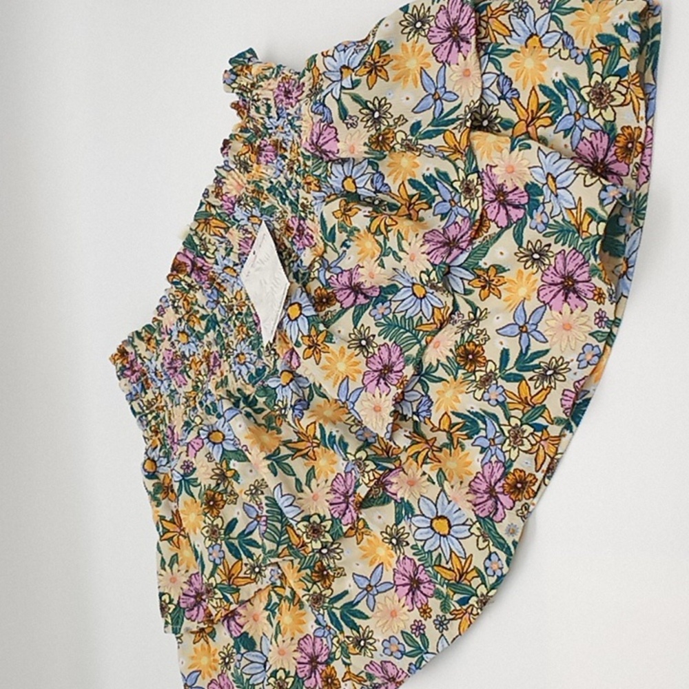 Miken Floral Print Swim Cover-Up Skirt Angora Lavender M